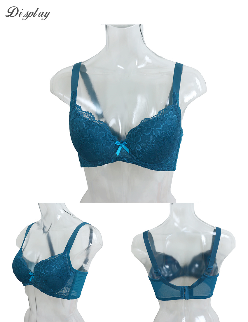 花蕾 軟鋼圈 深V低脊心包覆機能型內衣B罩杯(藍綠色)