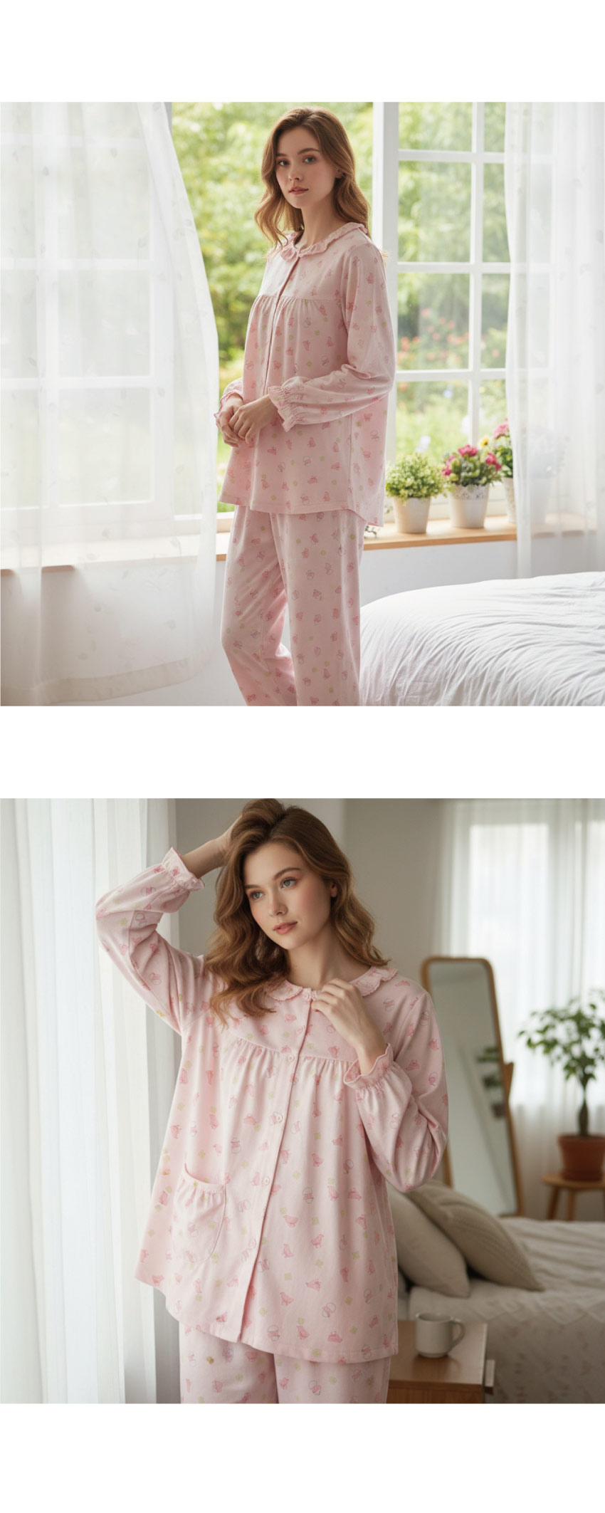 萌感小雞 柔軟舒眠棉質 睡衣睡褲成套組(粉色)