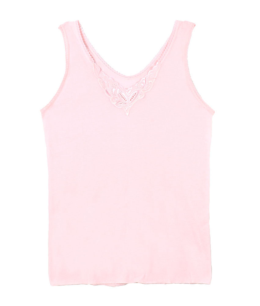 精緻花寬版背心(粉)