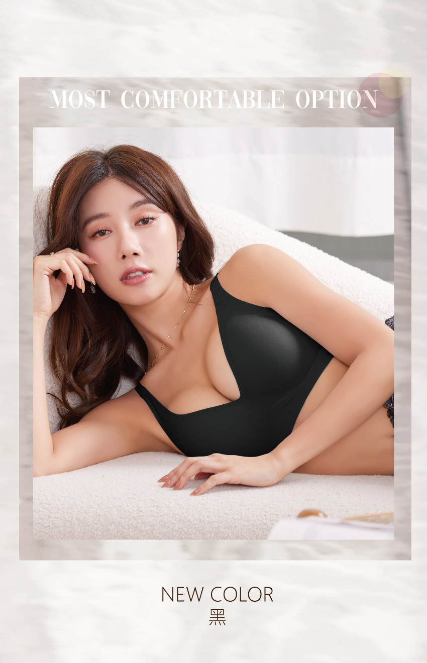 高通透呼吸洞洞 無鋼圈果凍無痕胸衣(黑)