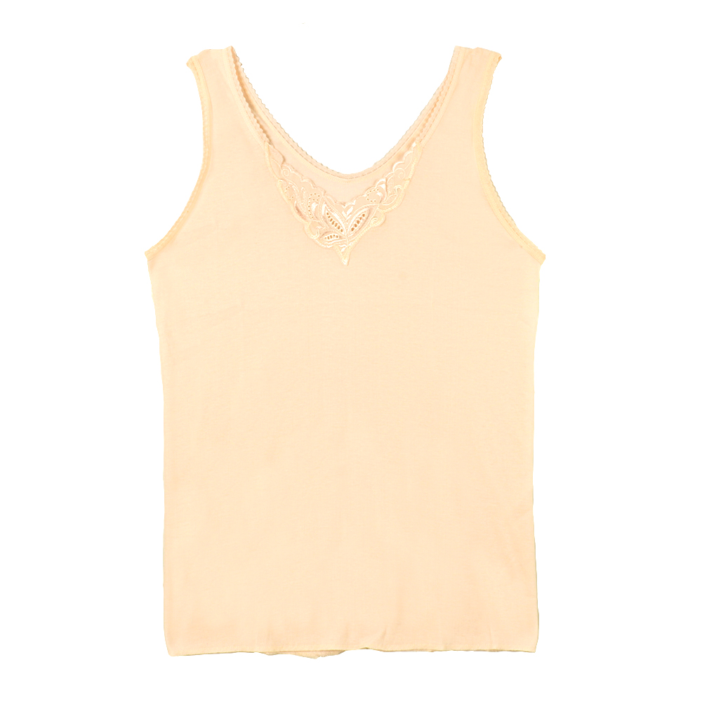 MIT台灣製 精緻花寬版背心(膚)