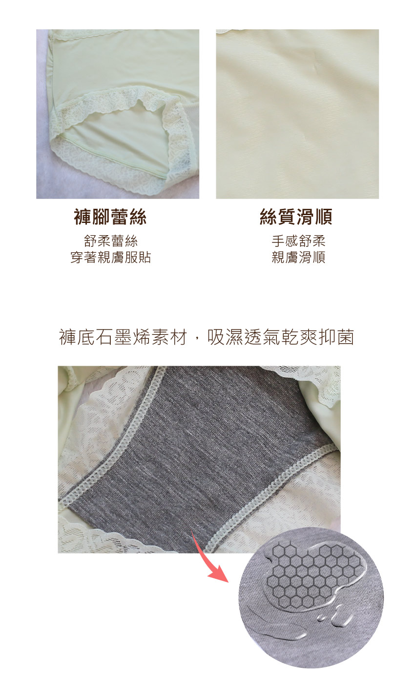 輕柔盛夏 石墨烯低腰無痕素面蕾絲平口褲(奶油黃)