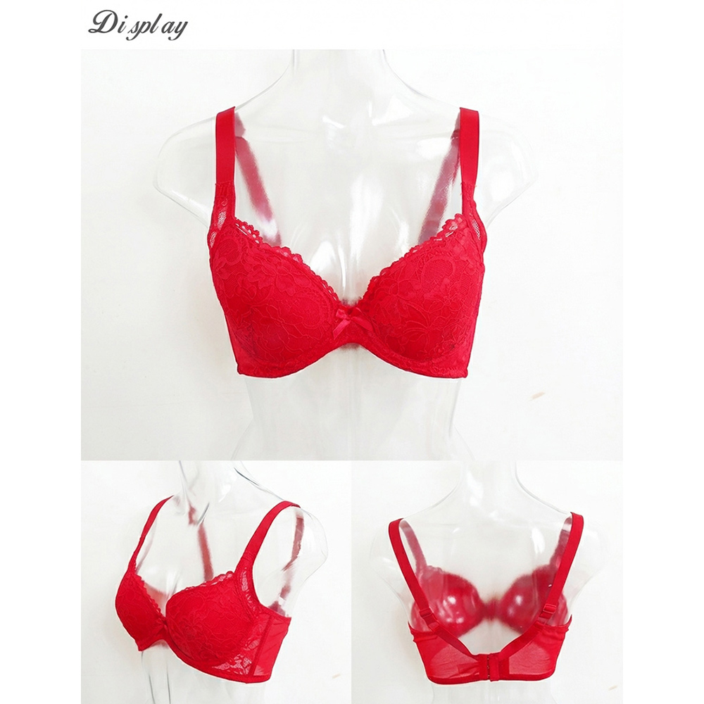 花芯 軟鋼圈 深V低脊心包覆機能型內衣C罩杯(紅)