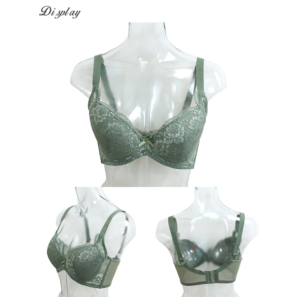 花柔 軟鋼圈 深V低脊心包覆機能型內衣C罩杯(芥末綠)