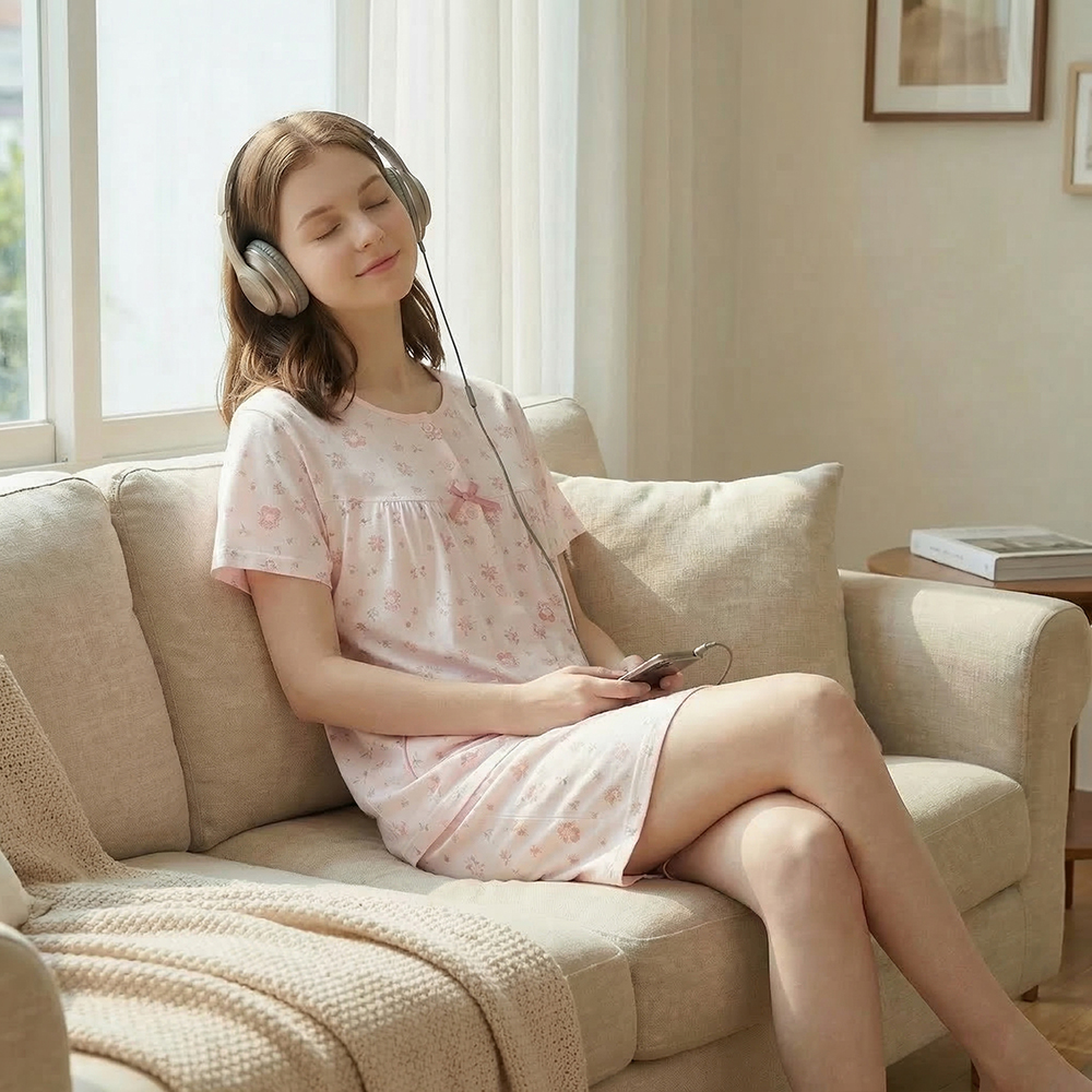 櫻桃小花 柔軟舒眠棉質 睡衣睡褲成套組(粉色)