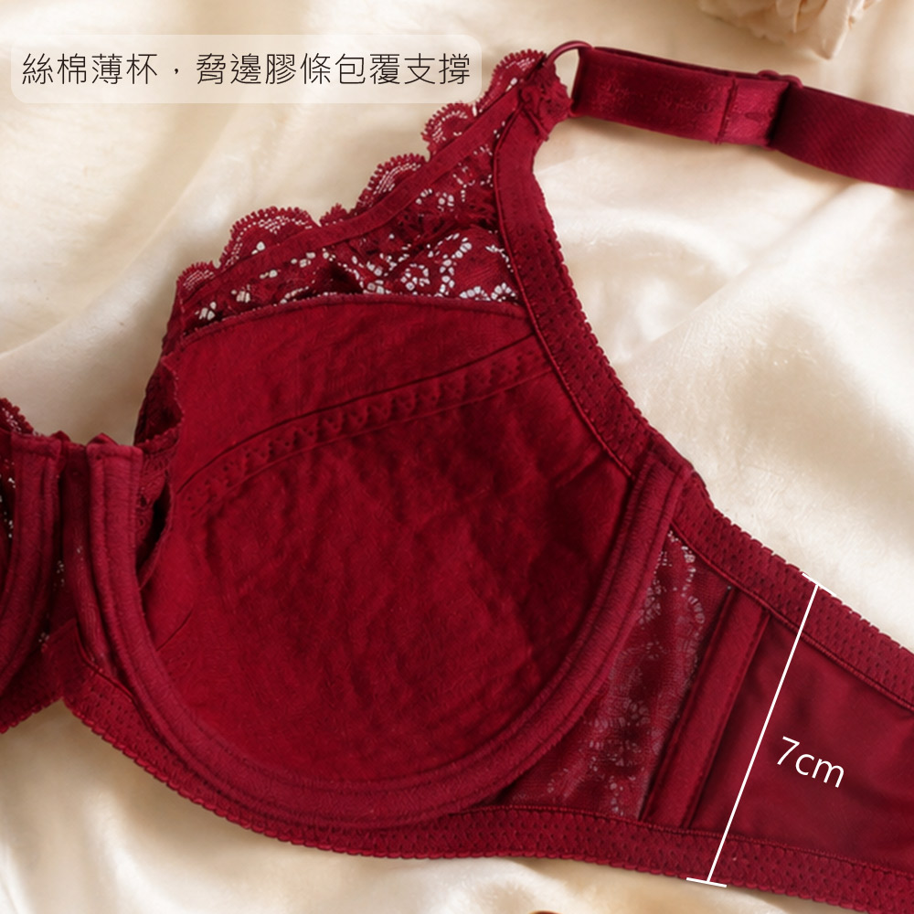 典藏V蕾絲系列內衣CDE大罩杯(酒紅)