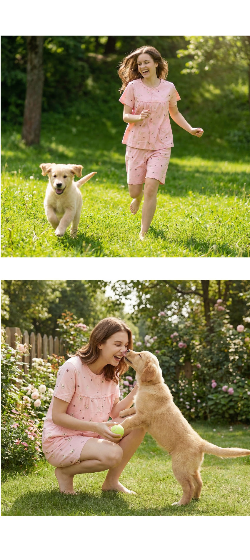 掬米熊熊 柔軟舒眠棉質 睡衣睡褲成套組(粉色)