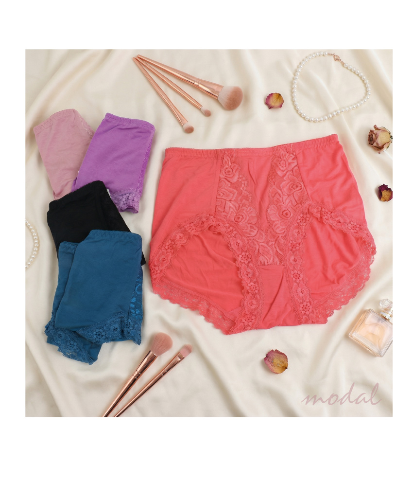 MIT台灣製 蕾絲中高腰美臀三角褲(隨機色)