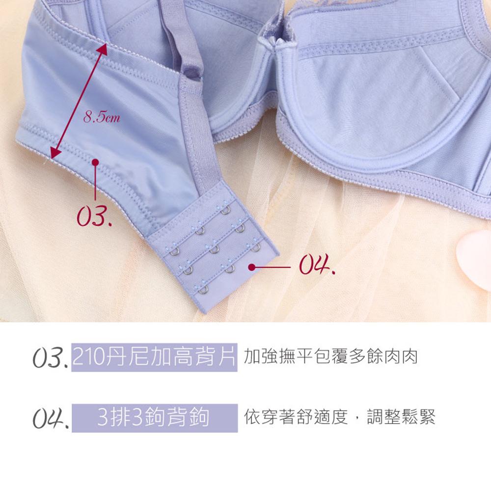 祕密花園．綻放 深V系列內衣BCD罩杯(銀灰色)