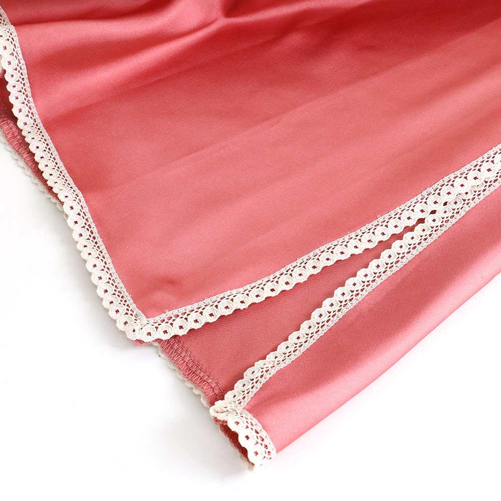 夜色時光 絲柔緞 細肩帶性感開岔連身裙睡衣(玫瑰粉)