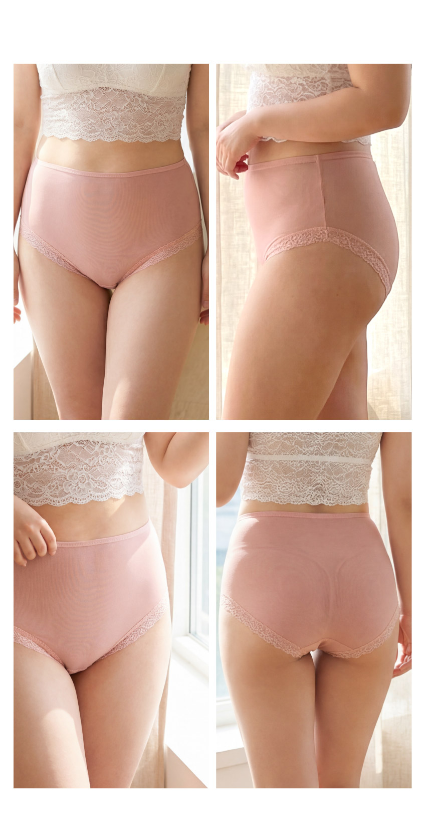 石墨烯 性感透膚 高腰網紗三角褲 3件組(隨機色) 加大碼