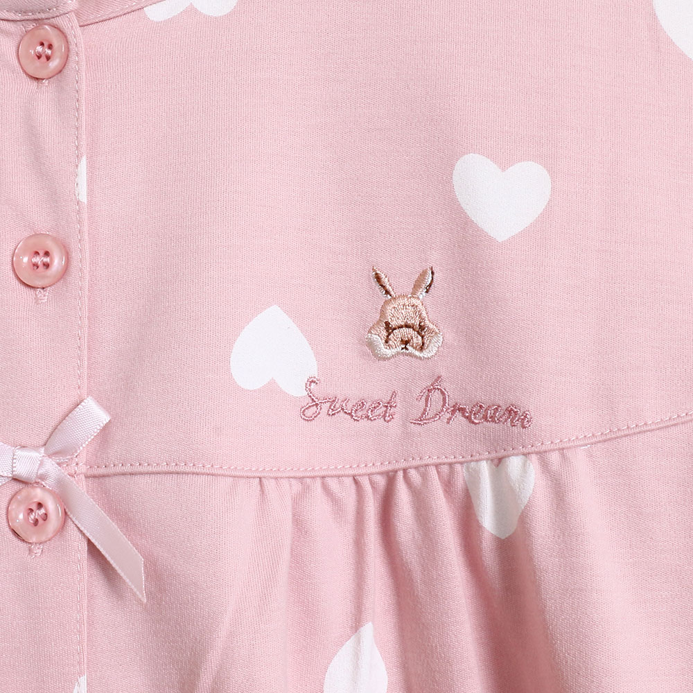 愛心滿屋 柔軟舒眠棉質 睡衣睡褲成套組(粉色)