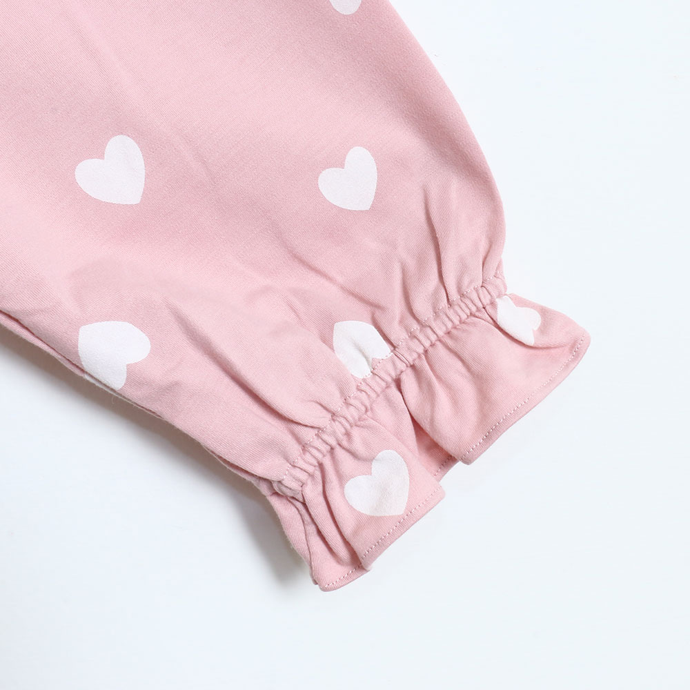 愛心滿屋 柔軟舒眠棉質 睡衣睡褲成套組(粉色)