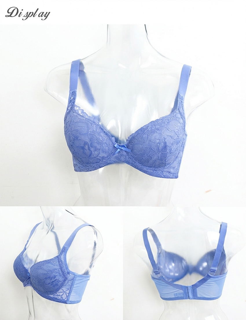 花芯 軟鋼圈 深V低脊心包覆機能型內衣C罩杯(藍)