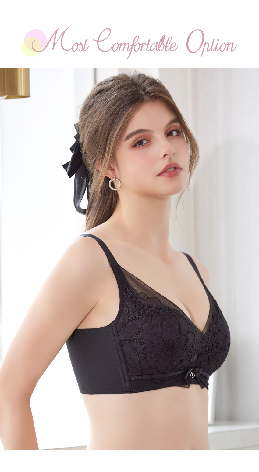 花戀假期 無鋼圈 蠶絲 天然乳膠棉內衣BC罩杯(神秘黑)