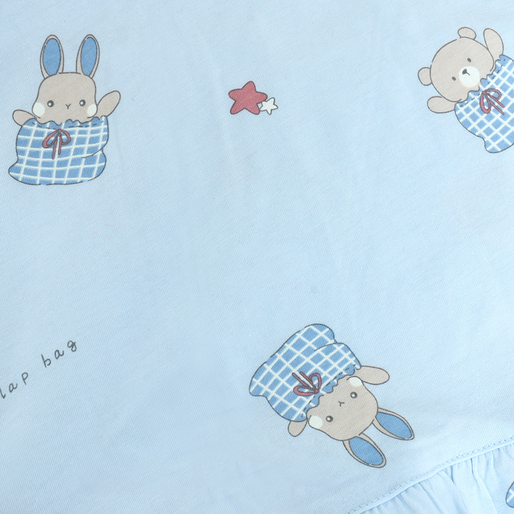 睡萌聚落 柔軟舒眠棉質 睡衣睡褲成套組(藍色)