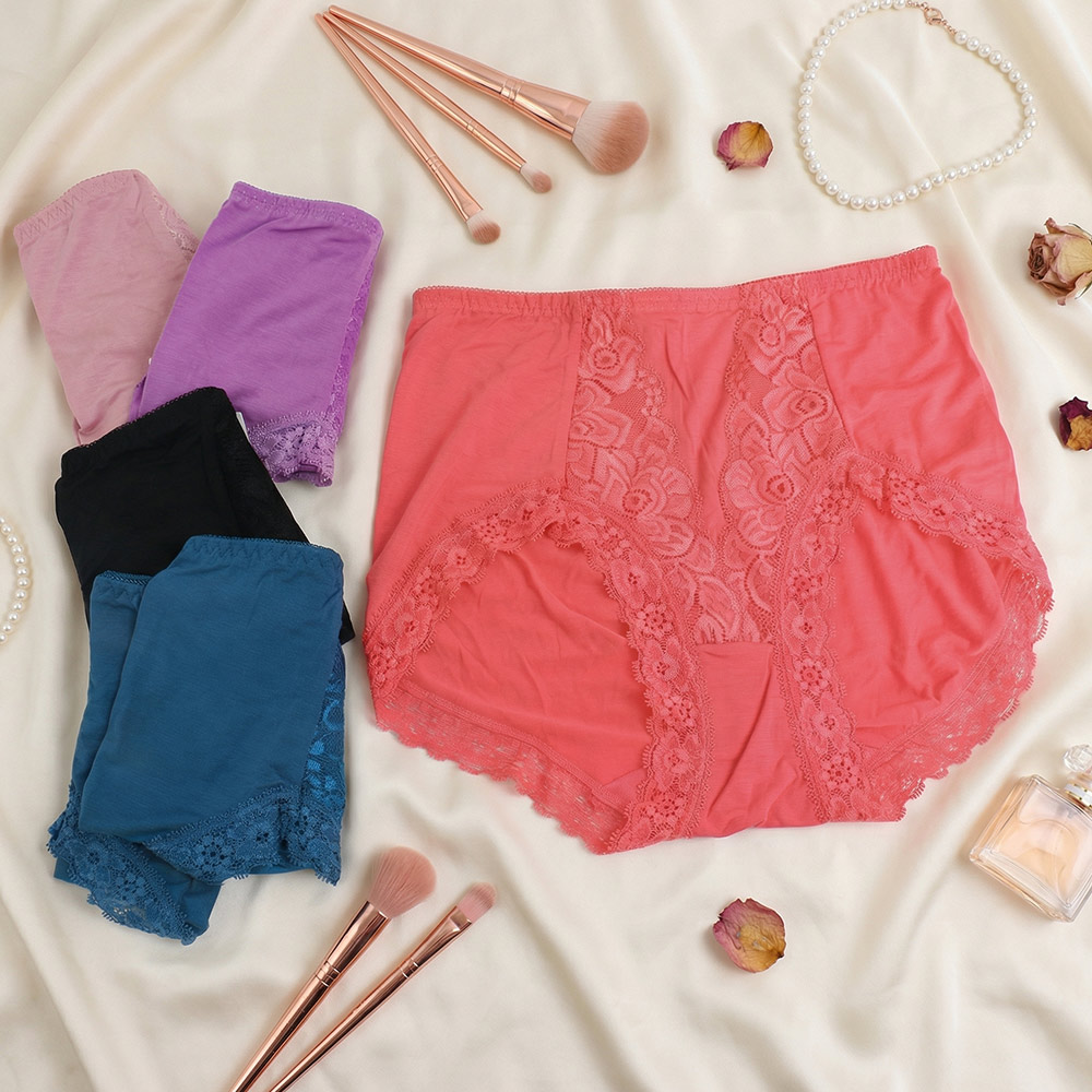 MIT台灣製 蕾絲中高腰美臀三角褲(隨機色)