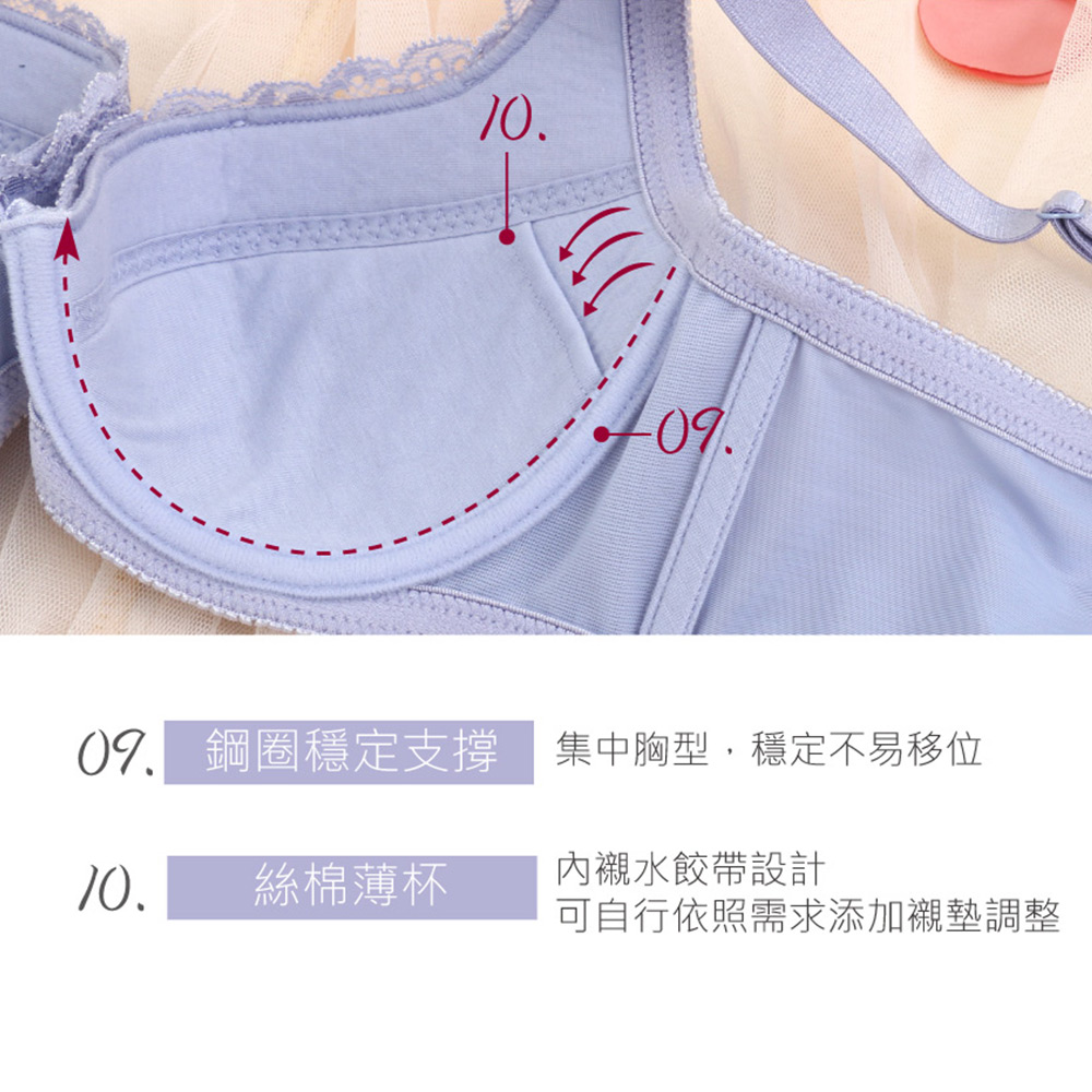 祕密花園．綻放 深V系列內衣BCD罩杯(水紫色)