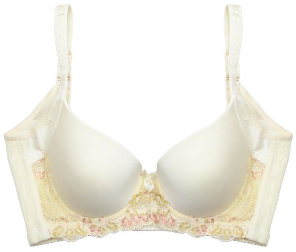 《零碼出清》嬉遊花間．輕感無痕竹炭內衣 (米黃)36-38B