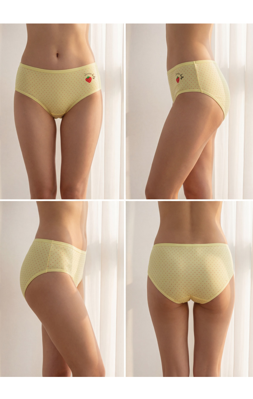 草莓點點棉質三角褲 3件組(隨機色)