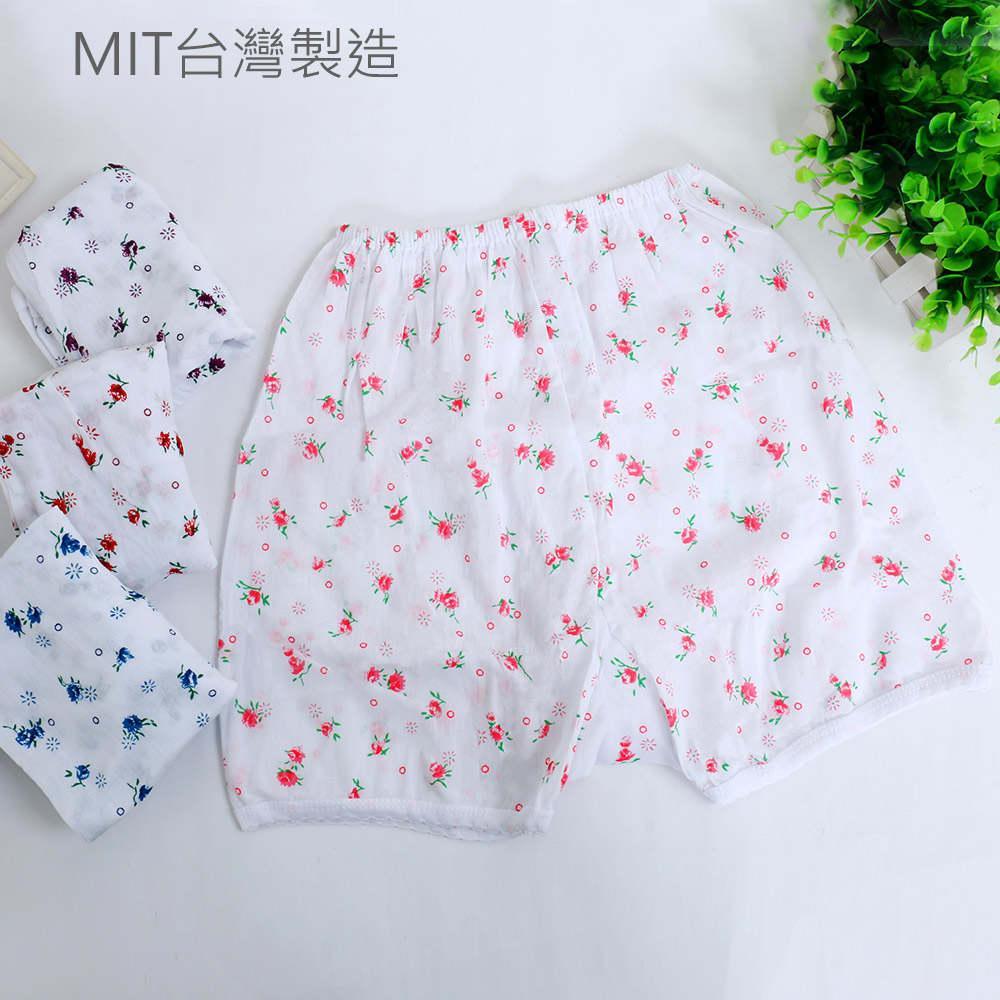 MIT台灣製 100%純棉竹紗 小碎花 女平口褲(白)