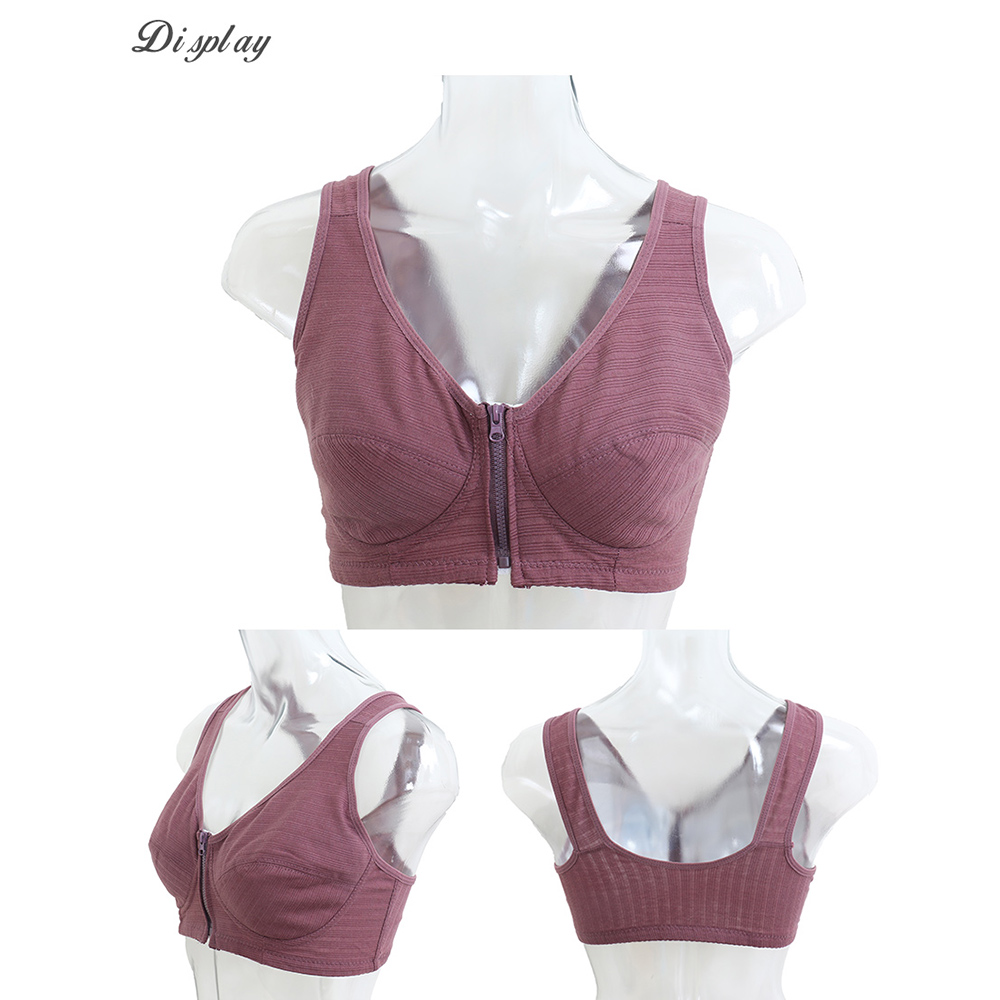 前開式拉鍊 絲棉透氣內衣 38-46 CD罩杯(深紫色)