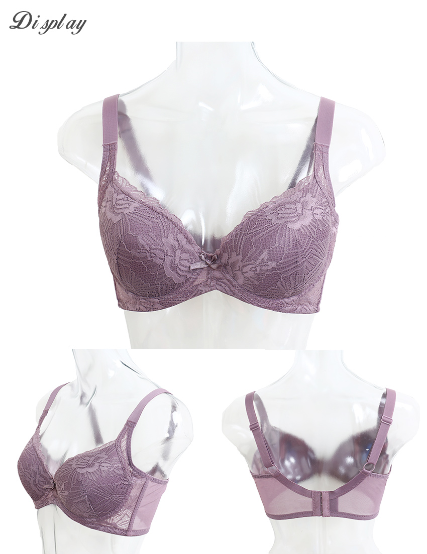 花綻 軟鋼圈 深V低脊心包覆機能型內衣D罩杯(芋紫色)