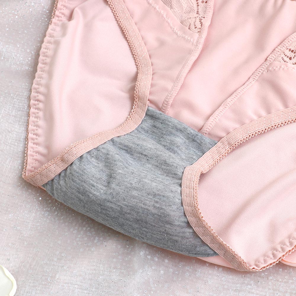 牛奶絲杯型微性感蕾絲 三角褲 3件組(隨機色)