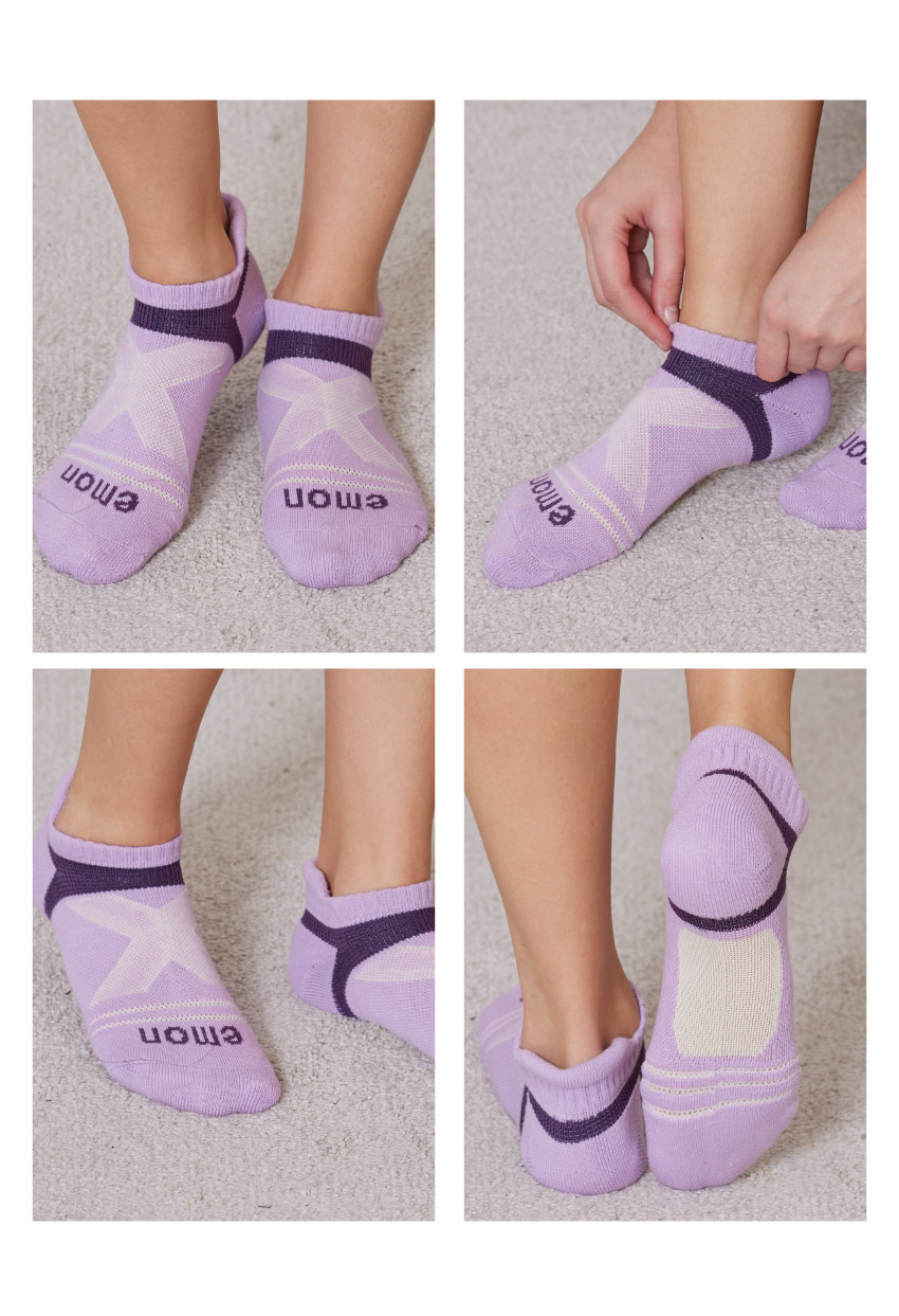 全方位護足 足弓加強 輕機能氣墊襪(紫)