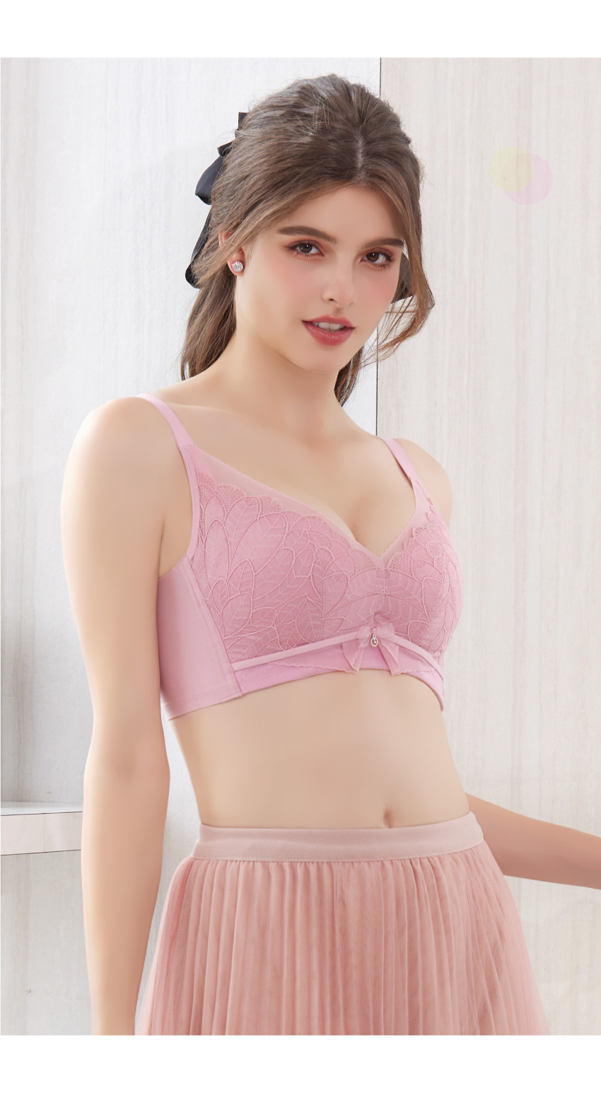 花戀假期 無鋼圈 蠶絲 天然乳膠棉內衣BC罩杯(蜜粉色)