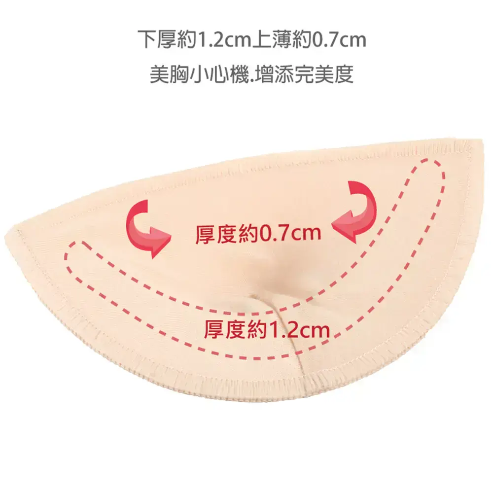 MIT台灣製造 下厚上薄舒綿半罩水餃襯墊(膚)