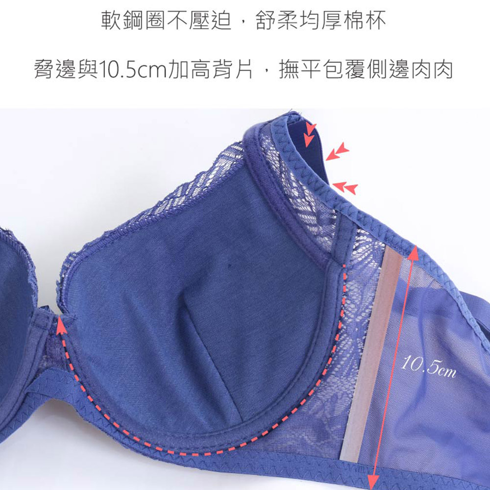 花綻 軟鋼圈 深V低脊心包覆機能型內衣D罩杯(芋紫色)