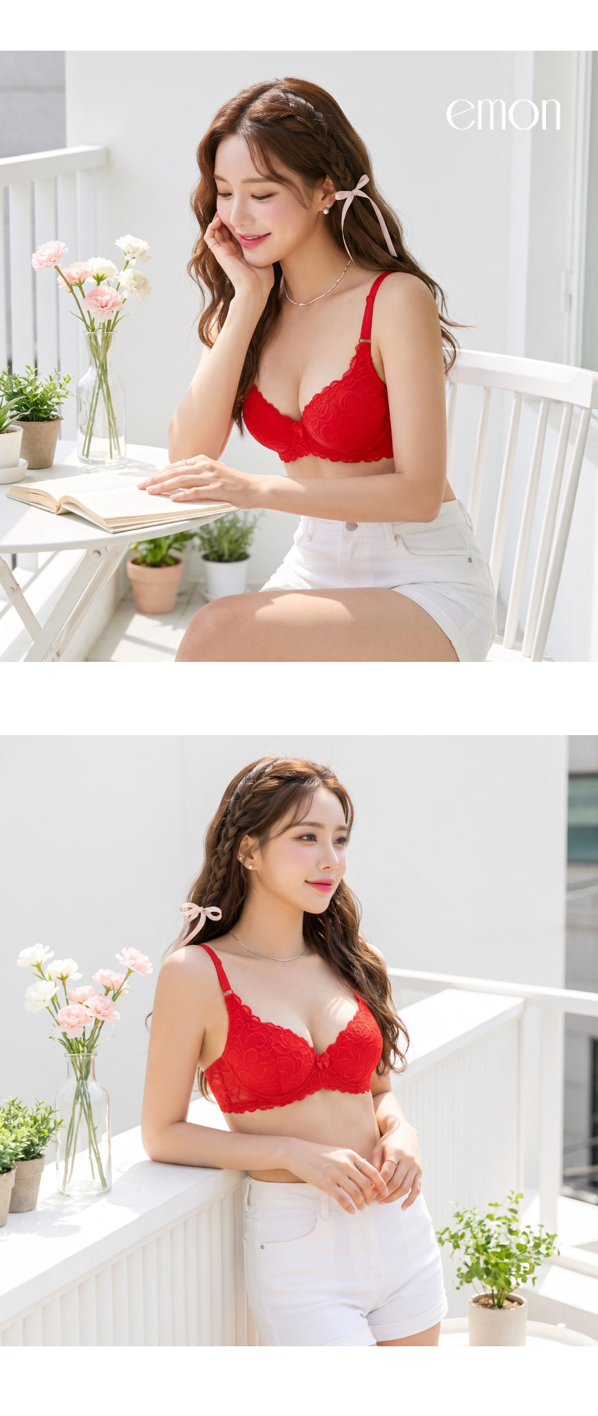 《軟鋼圈》法系女神花雕蕾絲內衣(鮮紅)32A