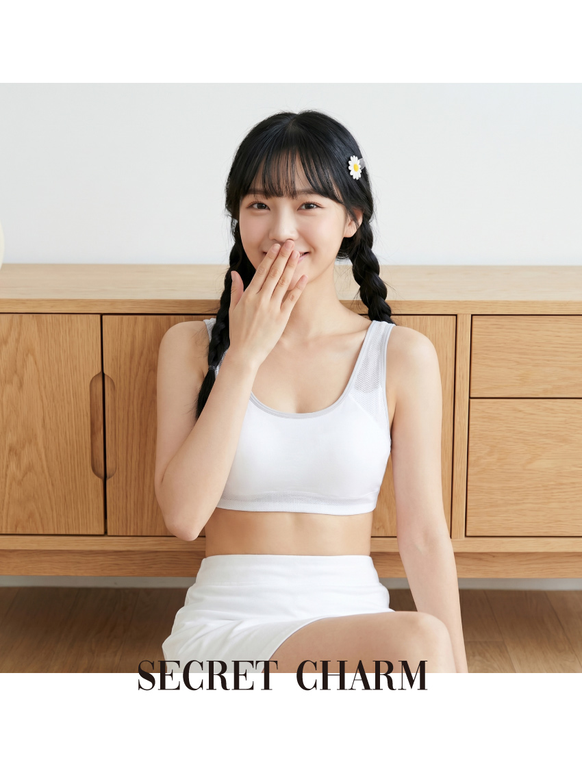 輕氧柔透 純棉 背心式少女內衣(香檳)
