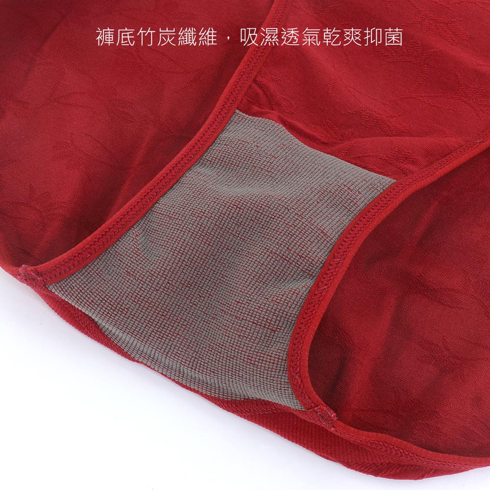 《竹炭．無縫》一體成型高腰三角褲(酒紅)加大款
