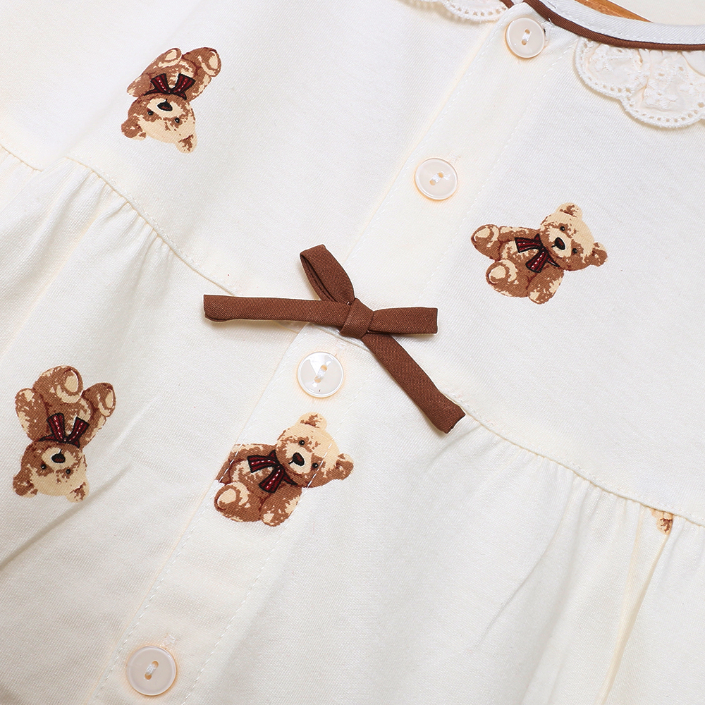 熱戀熊熊 柔軟舒眠棉質 睡衣睡褲成套組(米色)