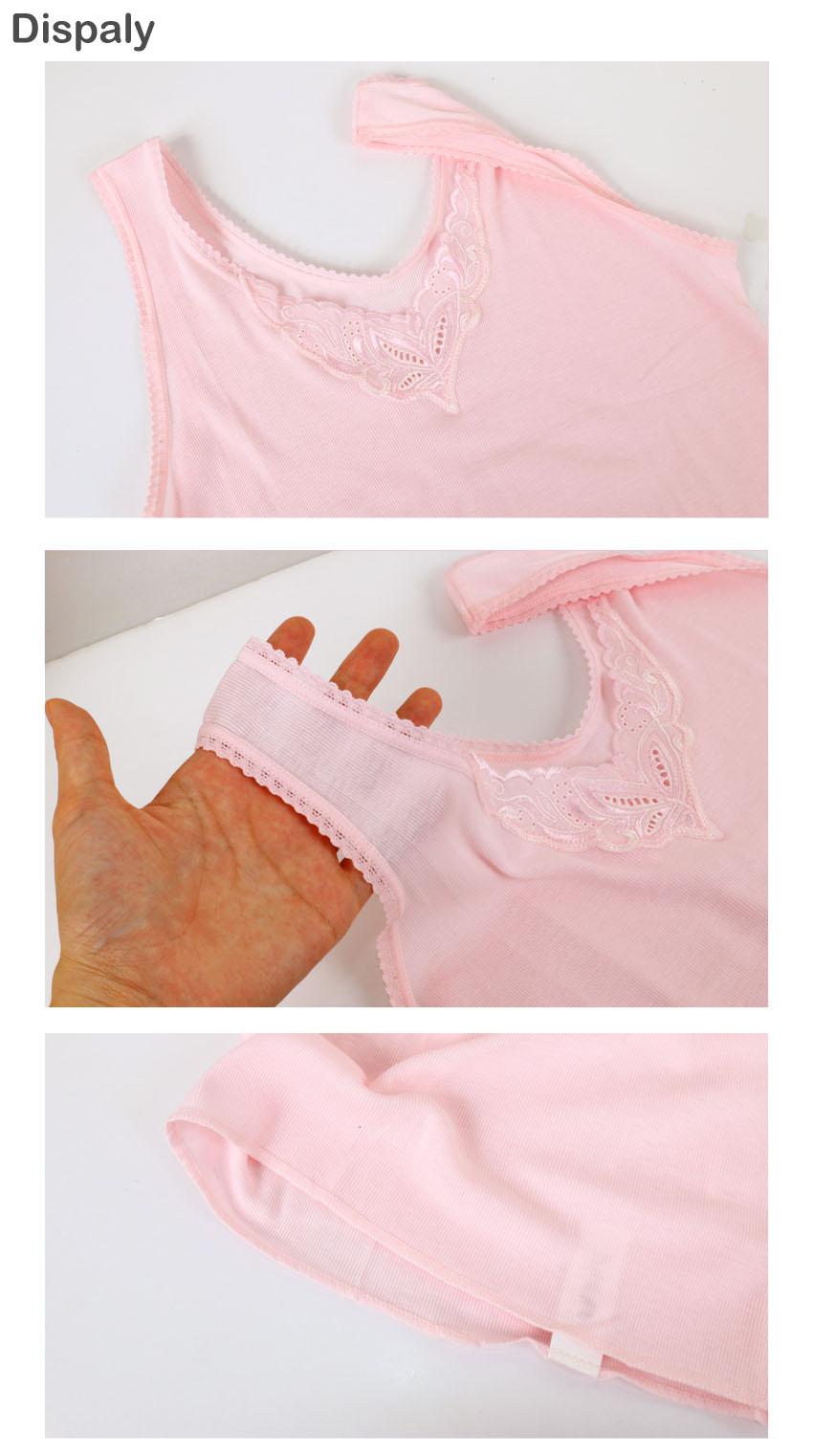 精緻花寬版背心(黑) 台灣製