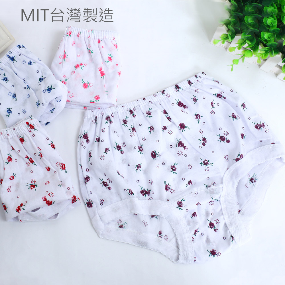 MIT台灣製 100%純棉竹紗 小碎花 女三角褲(白)