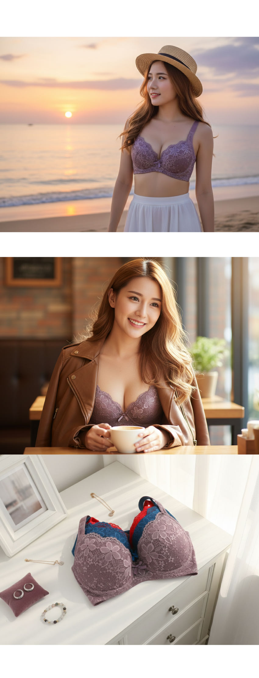 花蕾 軟鋼圈 深V低脊心包覆機能型內衣B罩杯(芋紫色)