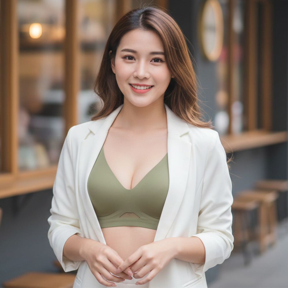 裸感 無鋼圈果凍無痕胸衣(橄欖綠)