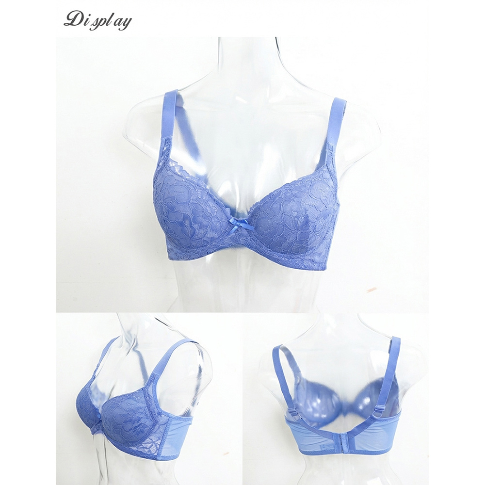 花芯 軟鋼圈 深V低脊心包覆機能型內衣C罩杯(藍)