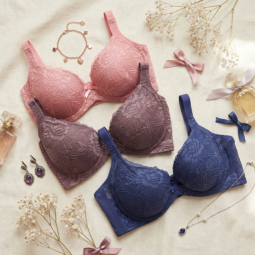 花綻 軟鋼圈 深V低脊心包覆機能型內衣D罩杯(豆沙色)