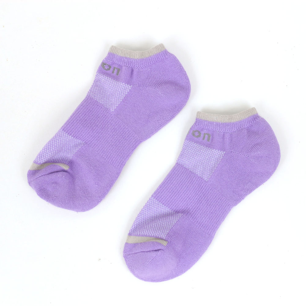 跳色滾邊 低筒 機能運動襪(淺紫)