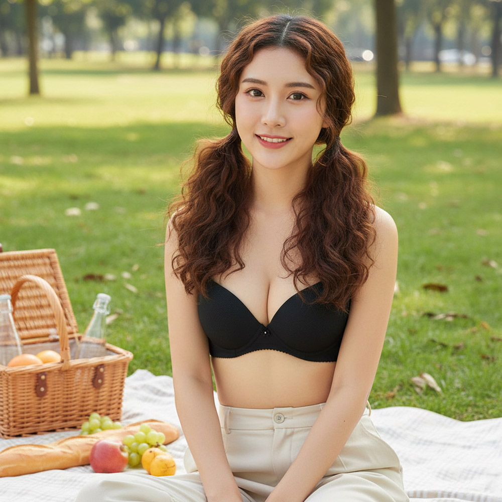 MIT台灣製 極簡 素面格紋 透氣 低脊心內衣(黑)BC罩杯