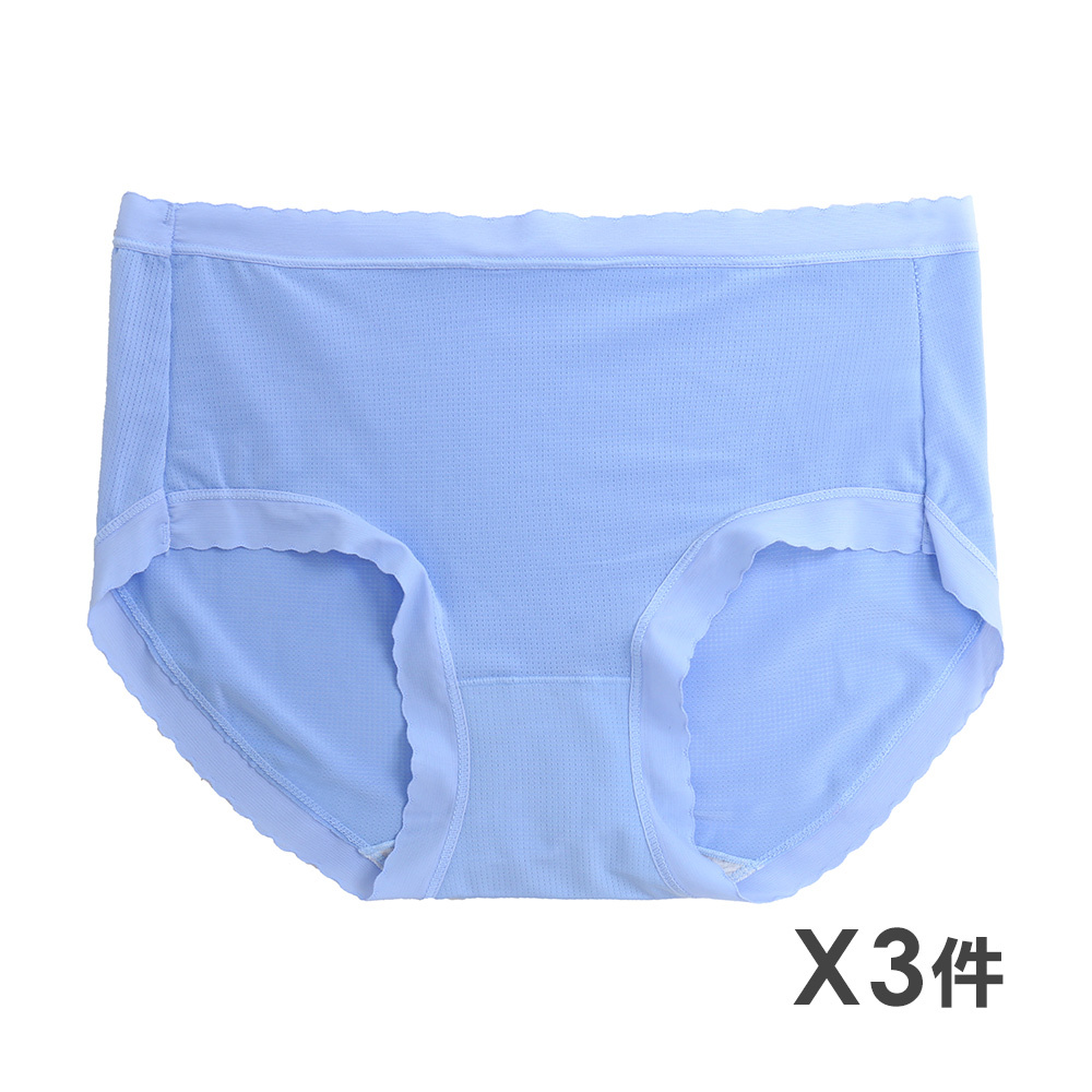 悠閒時光 中腰透氣輕裸簡約三角褲 3件組(隨機色)