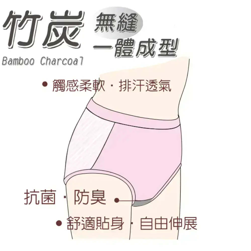 《竹炭．無縫》一體成型中腰三角褲(紫藍色)