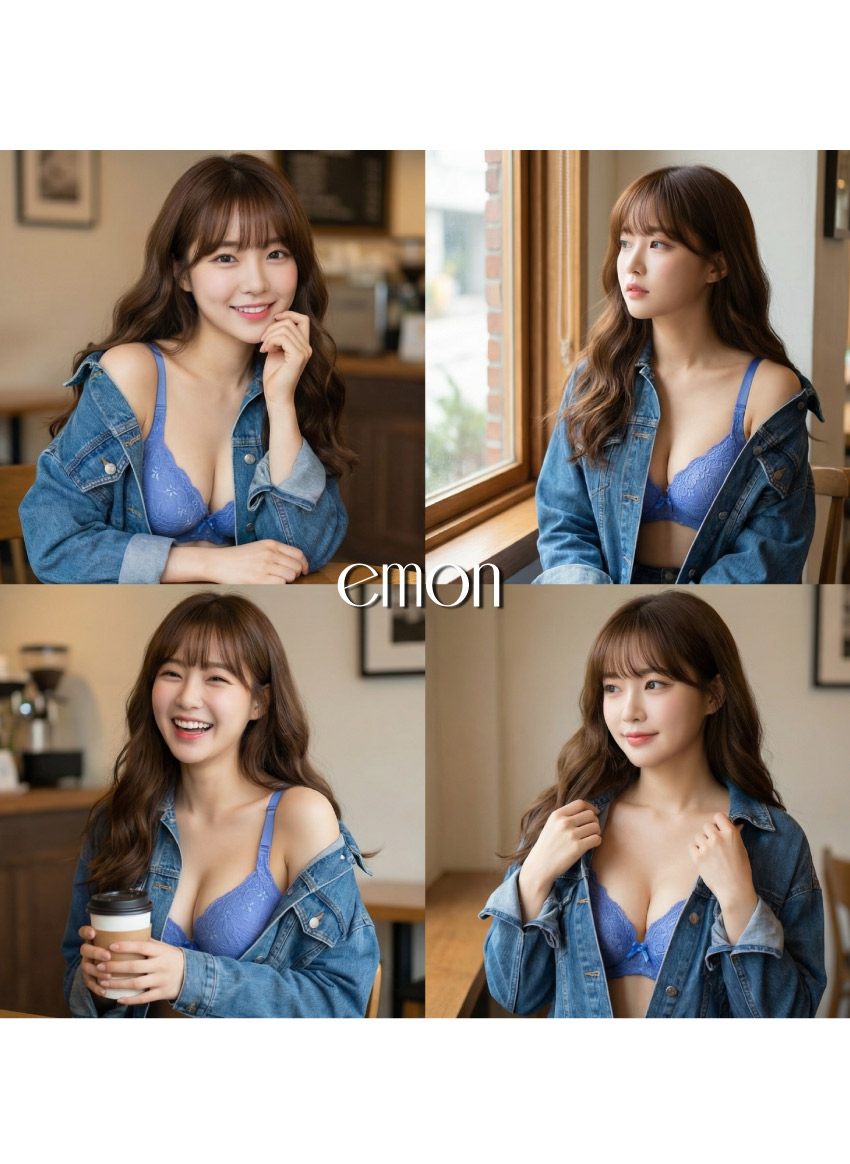 花語 軟鋼圈 深V低脊心包覆機能型內衣D罩杯(藍)