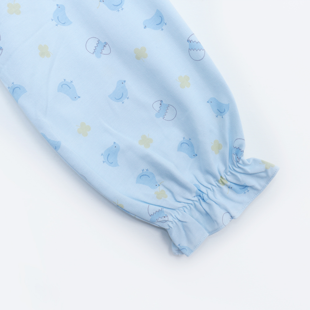 萌感小雞 柔軟舒眠棉質 連身裙睡衣(藍色)