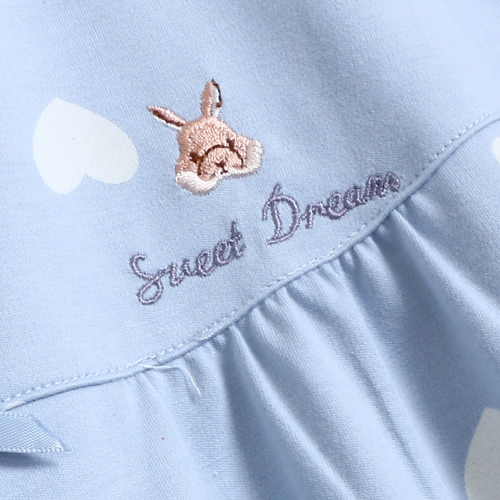 愛心滿屋 柔軟舒眠棉質 睡衣睡褲成套組(藍色)