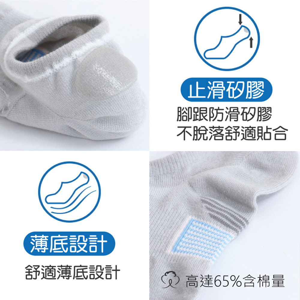 MIT台灣製 涼爽透氣 棉質隱形襪(灰)